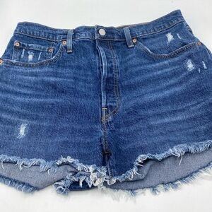 Levi’s 501 Women's Cut Off Jean Shorts Denim Button Fly Cotton W32 Hi Rise Fray